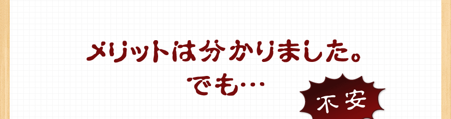 メリットは分かりました。でも…